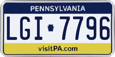 PA license plate LGI7796