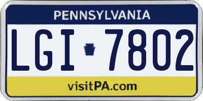 PA license plate LGI7802