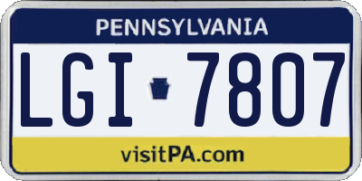 PA license plate LGI7807