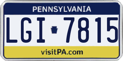 PA license plate LGI7815