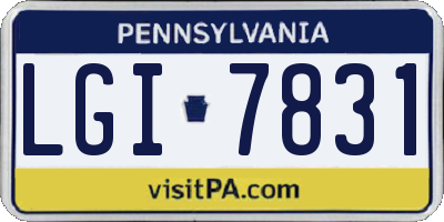 PA license plate LGI7831