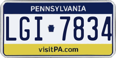 PA license plate LGI7834