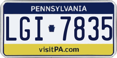 PA license plate LGI7835