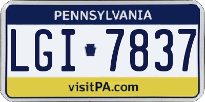 PA license plate LGI7837