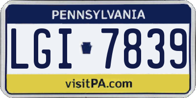 PA license plate LGI7839
