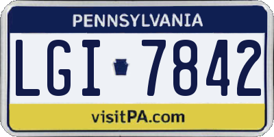 PA license plate LGI7842