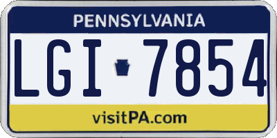 PA license plate LGI7854