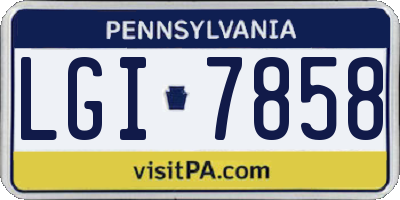 PA license plate LGI7858