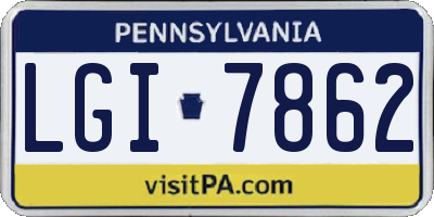 PA license plate LGI7862