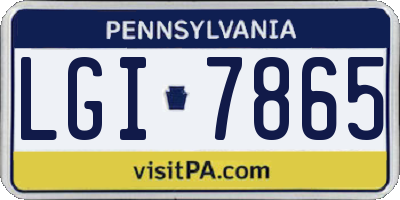 PA license plate LGI7865