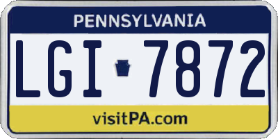 PA license plate LGI7872