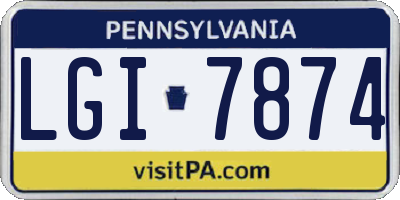 PA license plate LGI7874