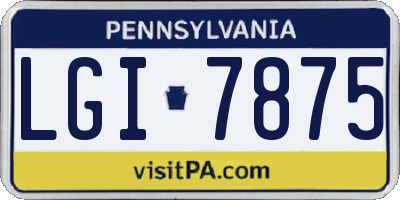 PA license plate LGI7875