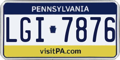 PA license plate LGI7876