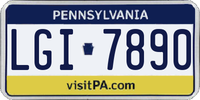 PA license plate LGI7890
