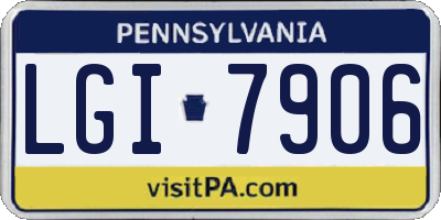 PA license plate LGI7906