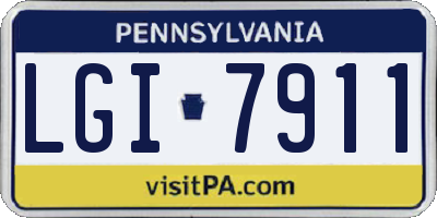 PA license plate LGI7911