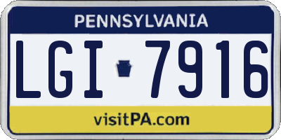 PA license plate LGI7916