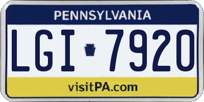 PA license plate LGI7920
