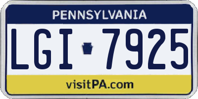 PA license plate LGI7925