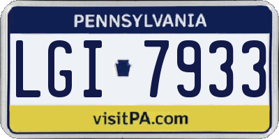 PA license plate LGI7933