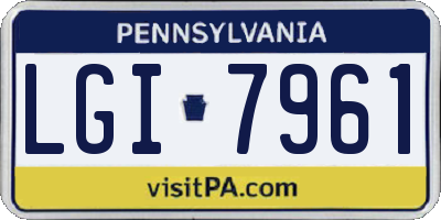 PA license plate LGI7961