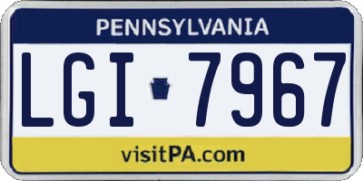 PA license plate LGI7967