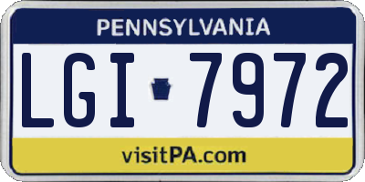 PA license plate LGI7972