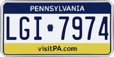 PA license plate LGI7974