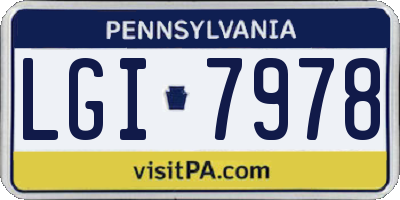 PA license plate LGI7978