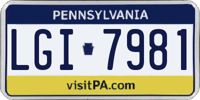 PA license plate LGI7981