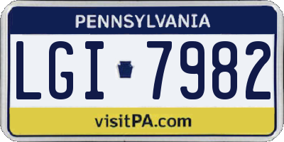 PA license plate LGI7982