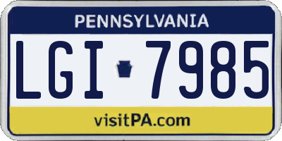 PA license plate LGI7985