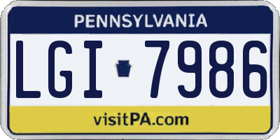 PA license plate LGI7986