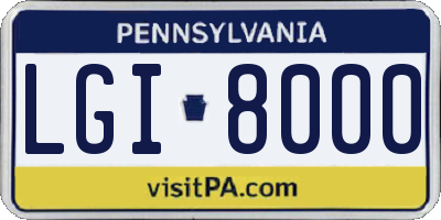 PA license plate LGI8000