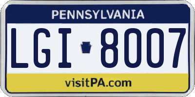 PA license plate LGI8007