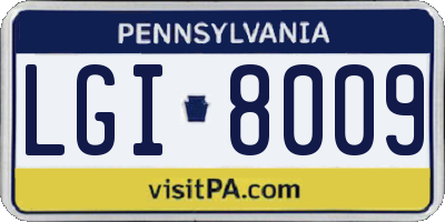 PA license plate LGI8009