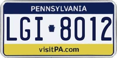 PA license plate LGI8012