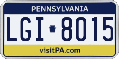 PA license plate LGI8015