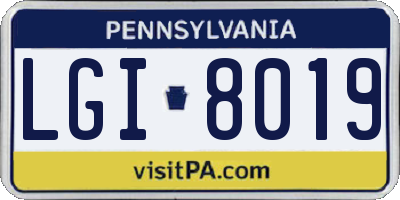 PA license plate LGI8019