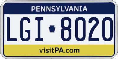 PA license plate LGI8020