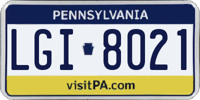 PA license plate LGI8021