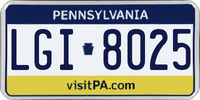 PA license plate LGI8025