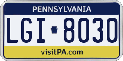 PA license plate LGI8030
