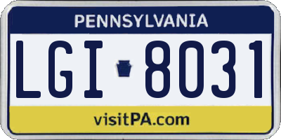 PA license plate LGI8031