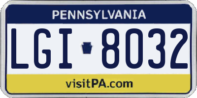 PA license plate LGI8032