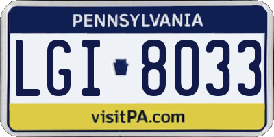 PA license plate LGI8033