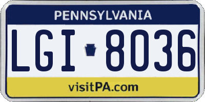 PA license plate LGI8036