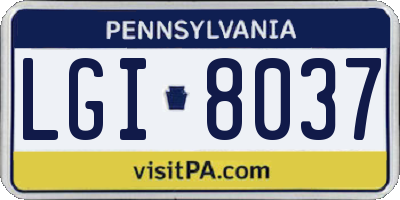 PA license plate LGI8037