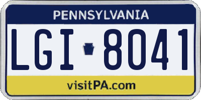 PA license plate LGI8041